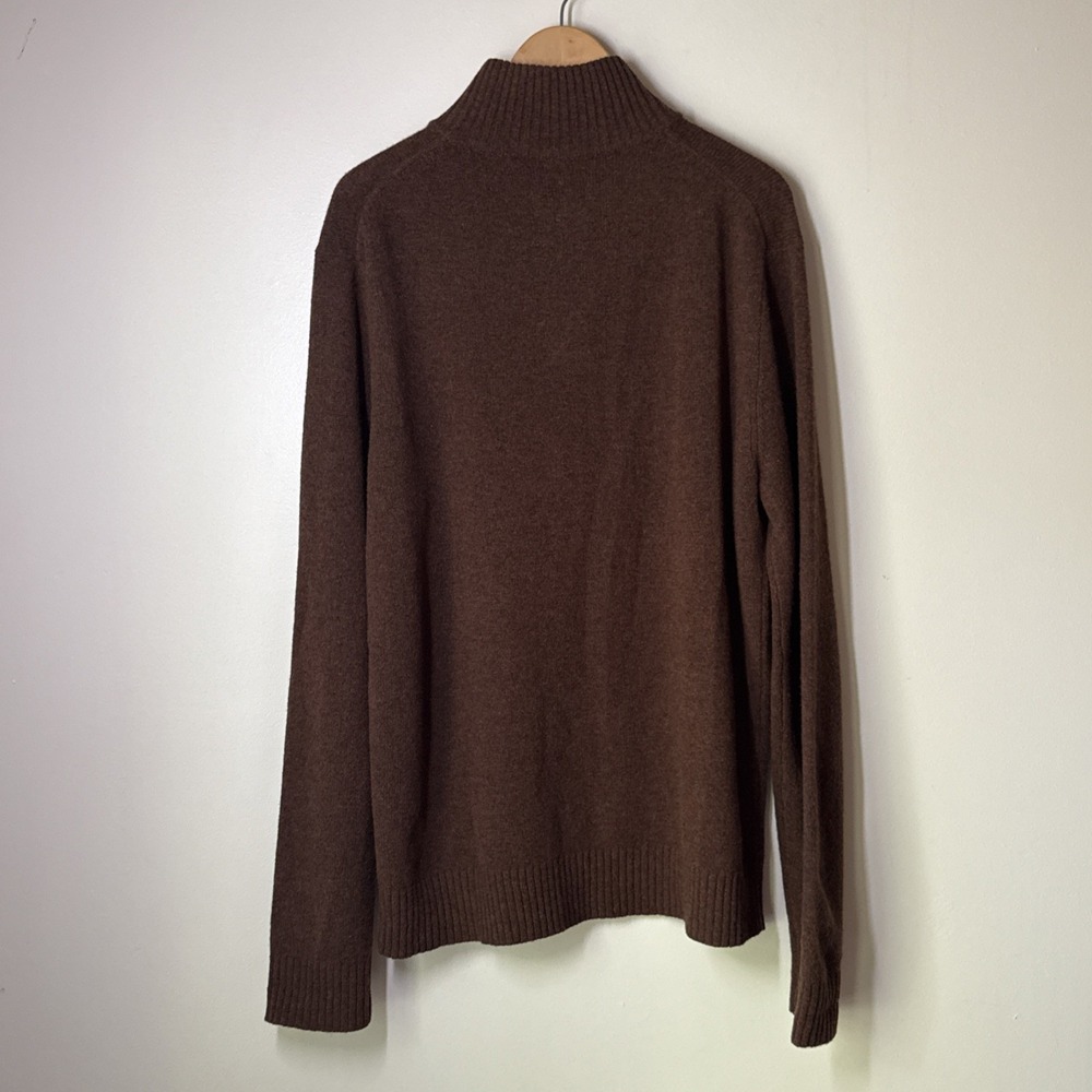 J Crew Sweater Mens Size XLT Brown Lambswool 1/4 Zip Pullover Classic Neutral‎ - Picture 8 of 8